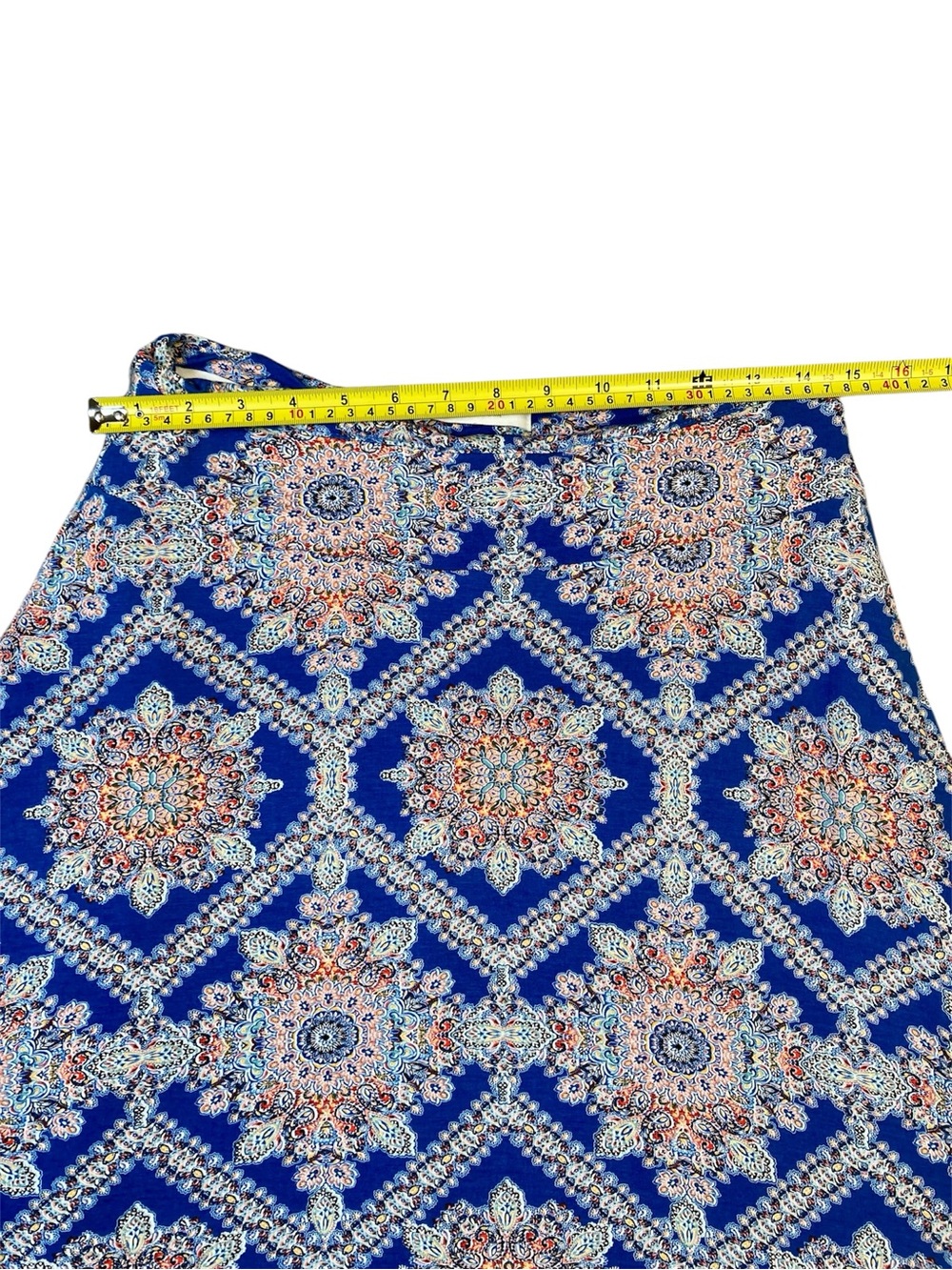 Renee C. Bright Blue Medallion A-Line Skirt Size Medium - Picture 7 of 8
